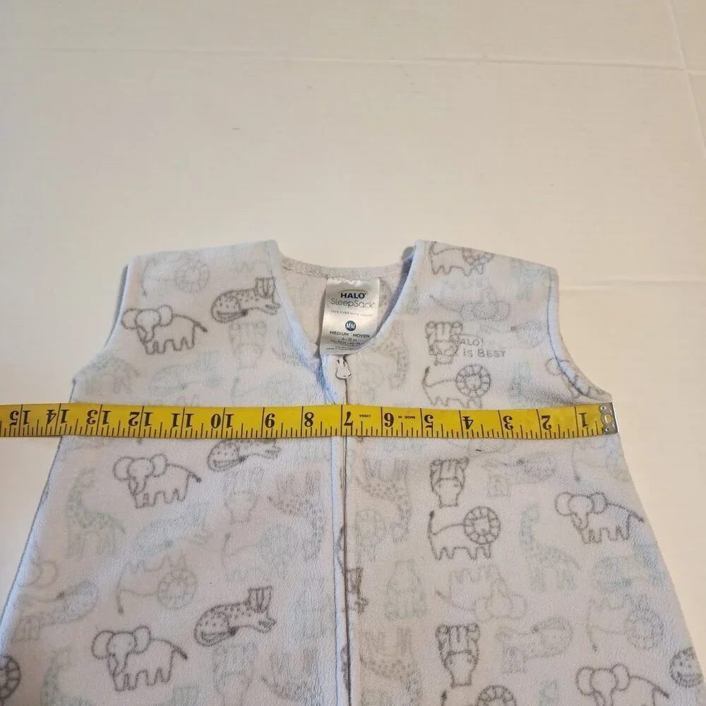 Halo  M 6-12 m sleepsack sleeping bag fleece white gray animals Elephant Leopard